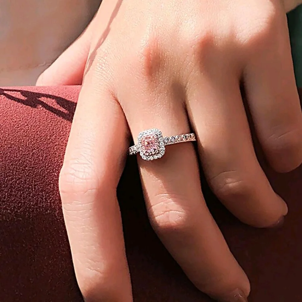 Elegant Pink and Silver Diamond Ring